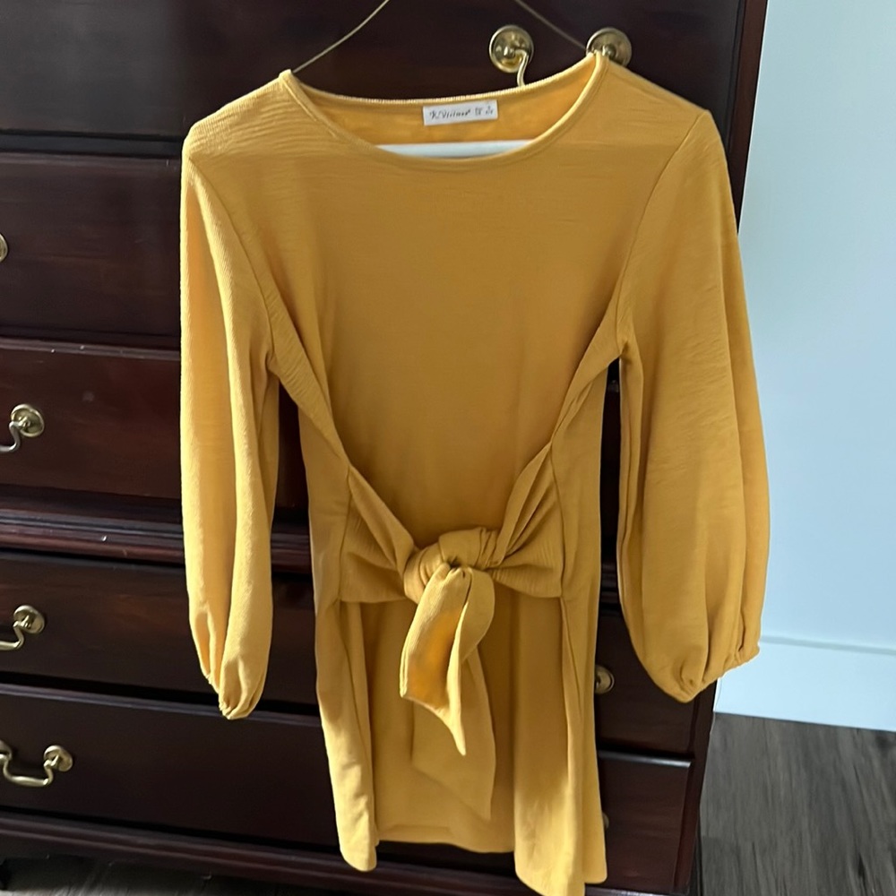 Yellow sweater dress